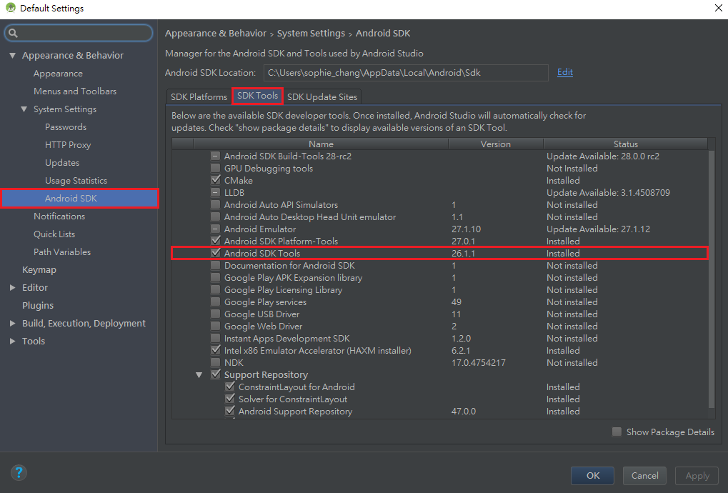 unity select android sdk root folder